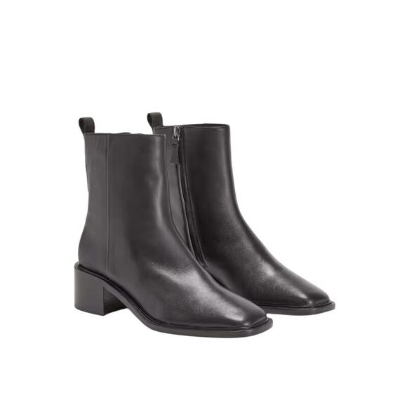 EVERLANE The City Boot Black Leather Pull Tab Side Zip Block Heel Size 7 NEW - Picture 4 of 8